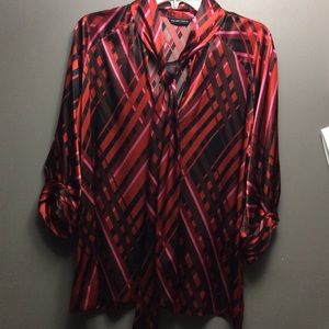 Red silk like blouse